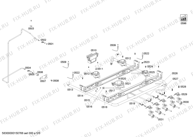 Схема №5 HSG46K40SC с изображением Декоративная планка для плиты (духовки) Bosch 00664127