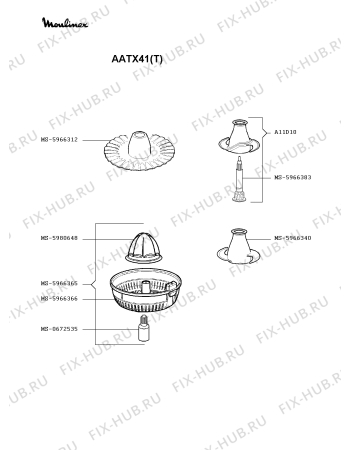 Взрыв-схема кухонного комбайна Moulinex AATX42(T) - Схема узла CP002632.8P2