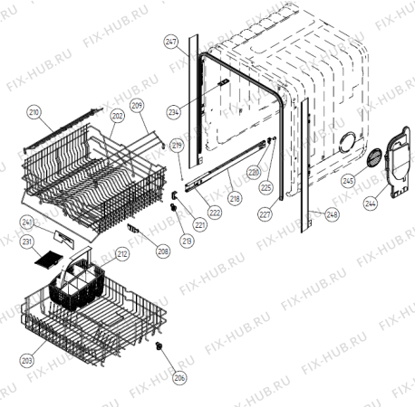 Взрыв-схема посудомоечной машины Gorenje DFUD041 US   -M-Grey FI 60 (900001202, DW20.3) - Схема узла 02