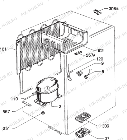 Взрыв-схема холодильника Zanussi Z6141TM - Схема узла Refrigerator cooling system