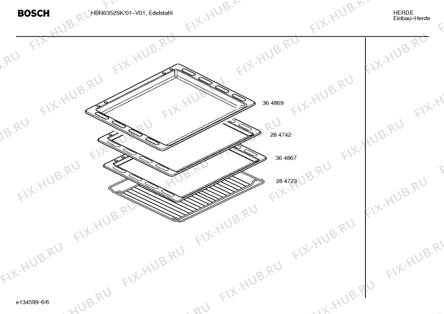 Схема №6 HBN6352SK с изображением Инструкция по эксплуатации для духового шкафа Bosch 00583149