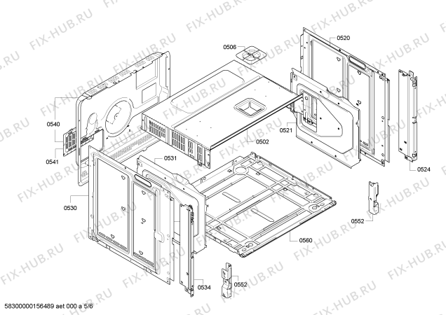 Взрыв-схема плиты (духовки) Siemens HB78LB571 - Схема узла 05