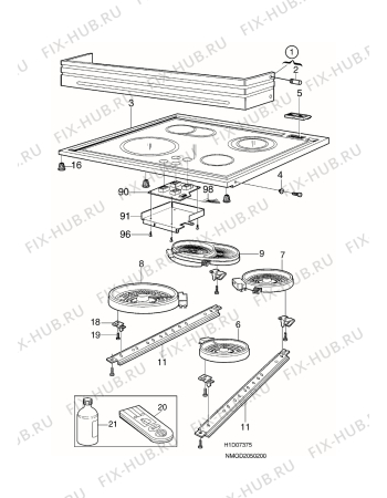 Взрыв-схема комплектующей Electrolux EKC6151 - Схема узла H10 Hob