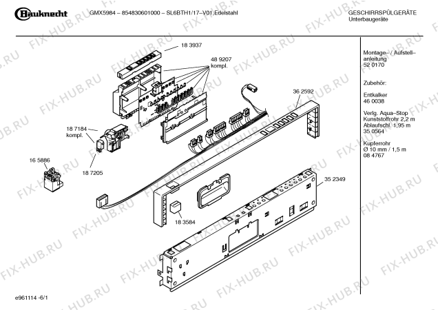 Схема №6 SL6BTH1 GMX5984-854830601000 с изображением Модуль управления для посудомойки Bosch 00489207