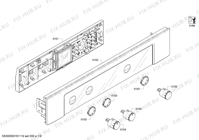 Схема №8 HBL5650UC с изображением Панель управления для плиты (духовки) Bosch 00684619