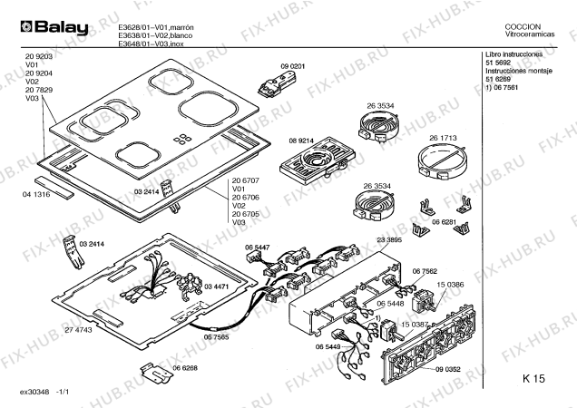 Схема №1 E3648 с изображением Стеклокерамика для духового шкафа Bosch 00207829