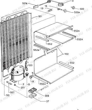 Взрыв-схема холодильника Zanussi ZV23K - Схема узла Refrigerator cooling system