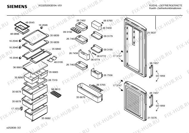 Схема №2 KG32S20GB с изображением Стакан для холодильной камеры Siemens 00480898