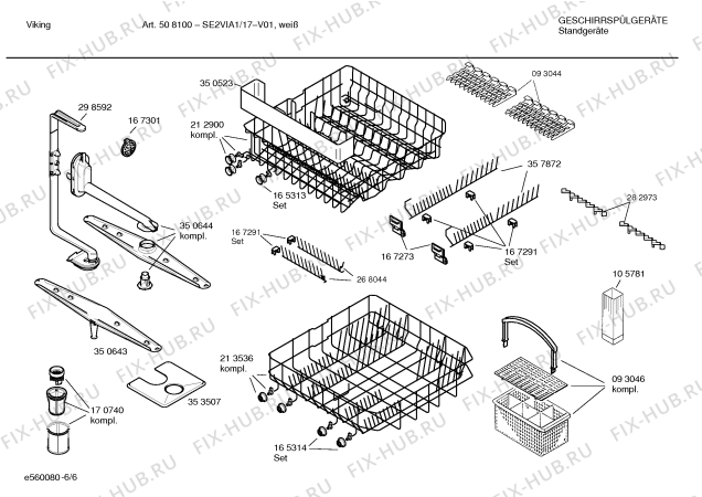 Взрыв-схема посудомоечной машины Viking SE2VIA1 508100 - Схема узла 06
