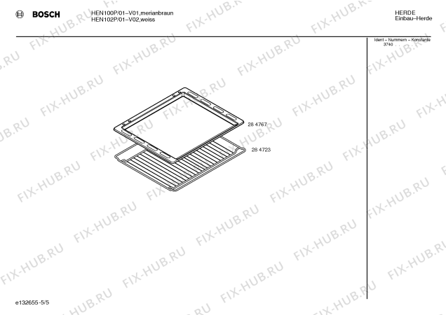 Схема №5 HEN100P с изображением Инструкция по эксплуатации для духового шкафа Bosch 00522260