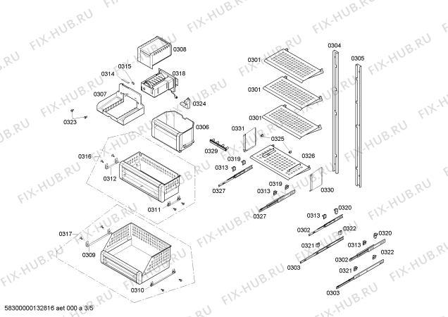 Схема №5 G7161X0 с изображением Монтажный набор для холодильника Bosch 00673217