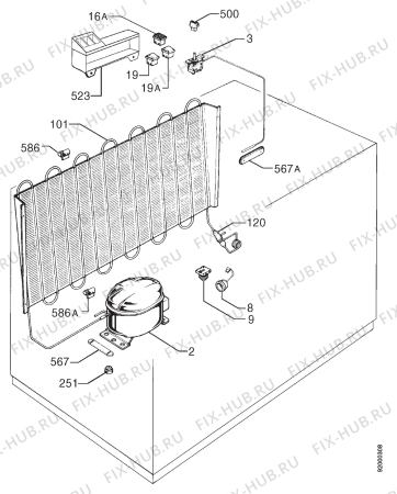 Взрыв-схема холодильника Corbero CH180 - Схема узла Refrigerator cooling system