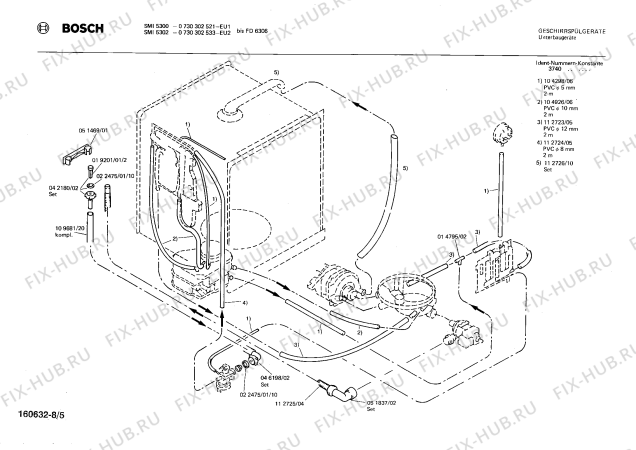Схема №6 0730302674 SMI5322 с изображением Рамка для посудомоечной машины Bosch 00084243