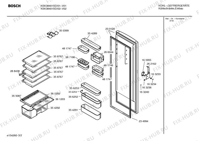 Взрыв-схема холодильника Bosch KSK38401SD - Схема узла 02