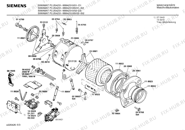 Взрыв-схема стиральной машины Siemens WM42310SI SIWAMAT PLUS 4231 - Схема узла 03