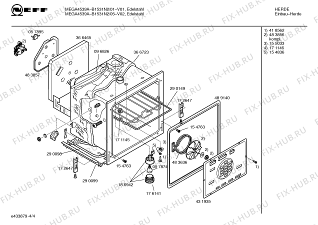 Схема №4 B1531N2 MEGA4539A с изображением Панель управления для духового шкафа Bosch 00434073