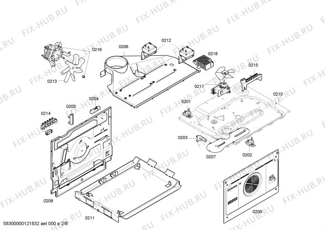 Взрыв-схема плиты (духовки) Bosch HEN534551C - Схема узла 02