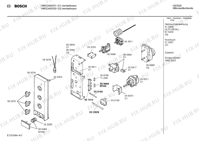 Схема №4 HMG3402 с изображением Панель для микроволновки Bosch 00093074