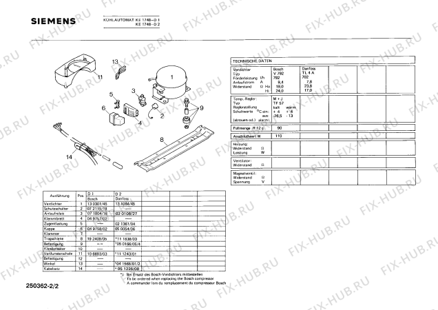 Взрыв-схема холодильника Siemens KE1748 - Схема узла 02