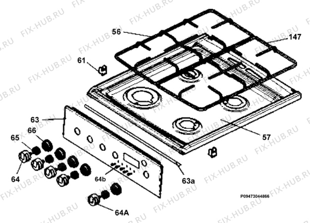 Взрыв-схема плиты (духовки) Electrolux EKG513101X - Схема узла Section 4