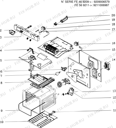 Взрыв-схема плиты (духовки) Indesit FE569211 (F006231) - Схема узла