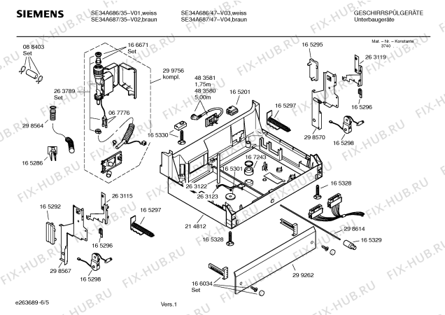Взрыв-схема посудомоечной машины Siemens SE34A686 Extraklasse - Схема узла 05