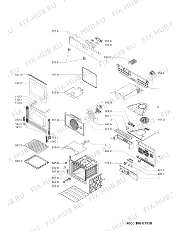 Схема №1 FE 100/IX с изображением Дверь (стекло) духовки для электропечи Whirlpool 481010599885