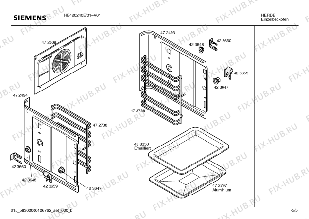 Взрыв-схема плиты (духовки) Siemens HB420240E Horno siemens indep.multf.blanc.reloj et - Схема узла 05