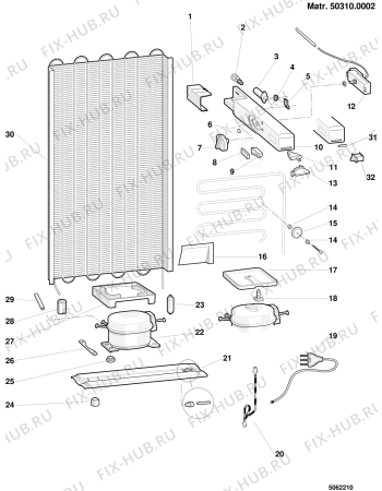Взрыв-схема холодильника 2I MARCHI PMD285GCOLSTON (F011449) - Схема узла