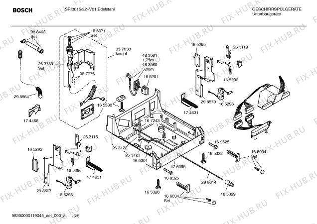 Схема №6 SRI3016 с изображением Инструкция по эксплуатации для посудомойки Bosch 00696099