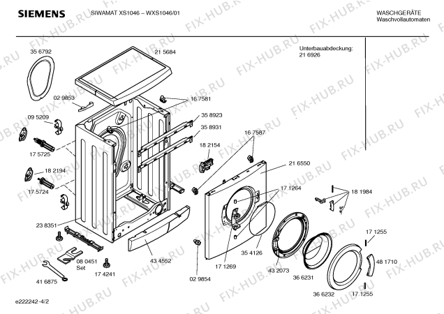 Взрыв-схема стиральной машины Siemens WXS1046 SIEMENS SIWAMAT XS1046 - Схема узла 02