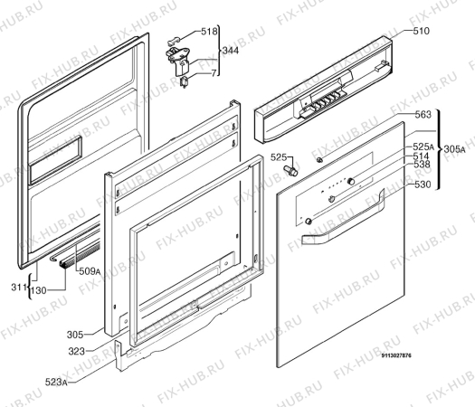 Взрыв-схема посудомоечной машины Zanussi ZDI600QX - Схема узла Door 003