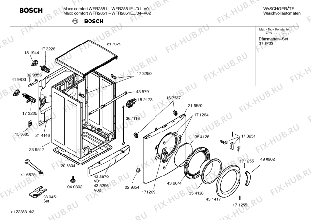 Взрыв-схема стиральной машины Bosch WFR2851EU Maxx comfort WFR2851 - Схема узла 02