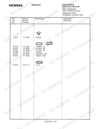 Взрыв-схема телевизора Siemens FM622S4FF - Схема узла 10