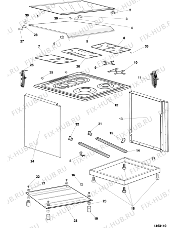 Взрыв-схема плиты (духовки) Ariston C646MXIR (F023980) - Схема узла