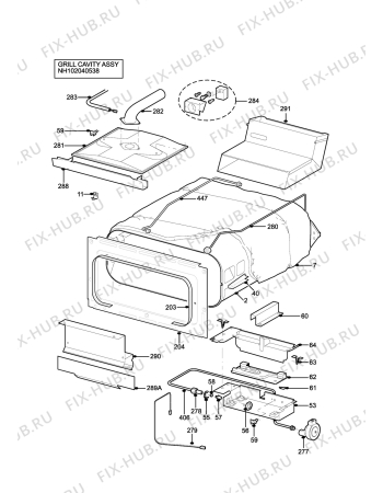 Взрыв-схема плиты (духовки) Parkinson Cowan CSIG501BUN (STRATA) - Схема узла H10 Grill cavity assy