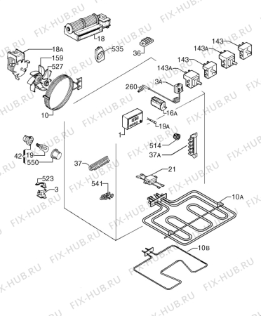 Взрыв-схема плиты (духовки) Zanussi EON866W - Схема узла Electrical equipment 268