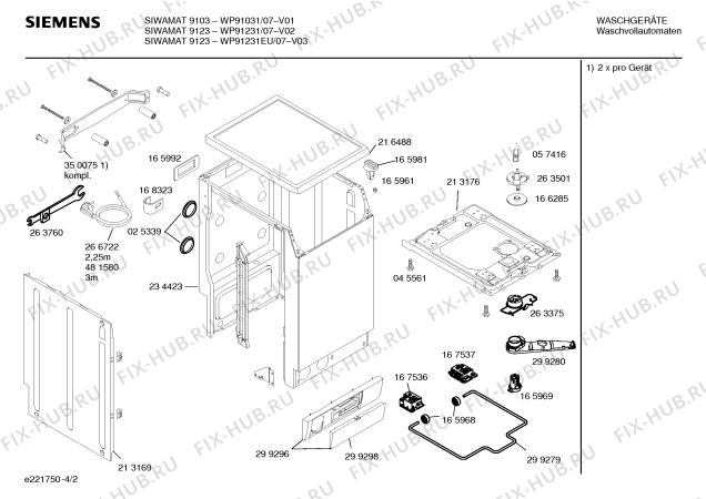 Схема №4 WOK2431 с изображением Аквастоп для стиралки Bosch 00361860