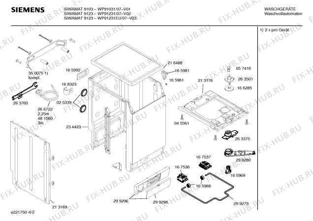 Схема №4 WP91031 SIWAMAT 9103 с изображением Вкладыш в панель для стиралки Siemens 00353415