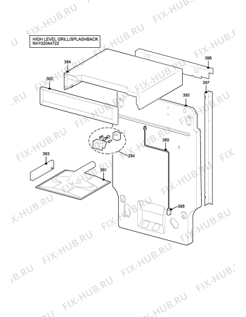 Взрыв-схема плиты (духовки) Parkinson Cowan LIB50WL2 - Схема узла H10 High Level Grill/Splashback