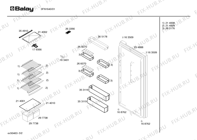 Схема №3 3FN1610 с изображением Инструкция по эксплуатации для холодильника Bosch 00526448