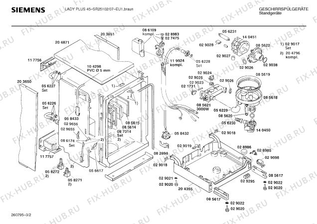 Схема №3 SR25102 с изображением Столешница для электропосудомоечной машины Siemens 00204871