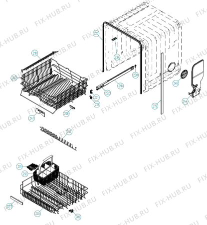 Взрыв-схема посудомоечной машины Asko D5223 XXL FI US   -Titanium FI (341351, DW70.3) - Схема узла 02