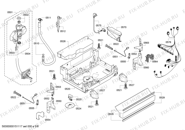 Схема №6 SN28M252DE с изображением Набор кнопок для посудомойки Siemens 00612113