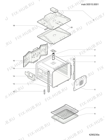 Взрыв-схема плиты (духовки) Hotpoint AHP69PGX (F053691) - Схема узла