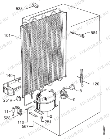 Взрыв-схема холодильника Zanussi ZA23S - Схема узла Cooling system 017