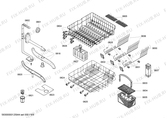 Взрыв-схема посудомоечной машины Bosch SHU8812UC - Схема узла 06