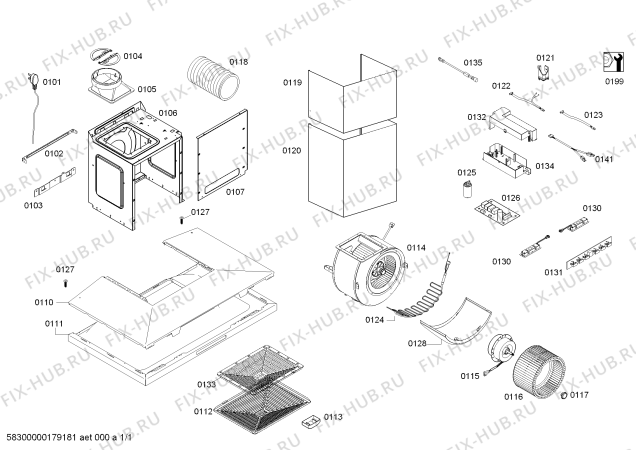 Схема №1 DKS939PTI Siemens с изображением Корпус для вытяжки Bosch 00713546