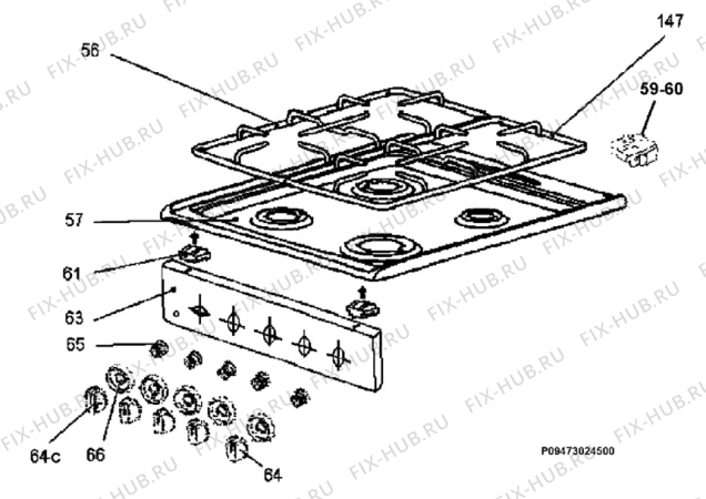 Взрыв-схема плиты (духовки) Zanussi ZCG55ANW - Схема узла Section 4