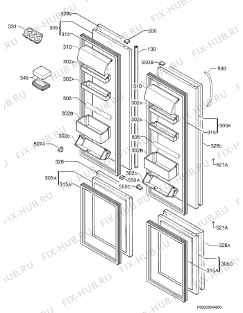 Взрыв-схема холодильника Rex Electrolux FI5004NXA+ - Схема узла Door 003